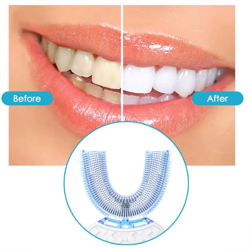 Intelligent Automatic U Type Modes Tooth Brush Sonic Electric Toothbrush USB Rechargeable Tooth Whitening Blue Light